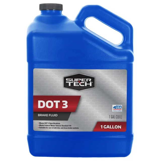 Super Tech Dot 3 Brake Fluid, Use in disc, drum and ABS brake systems, 1 Gallon