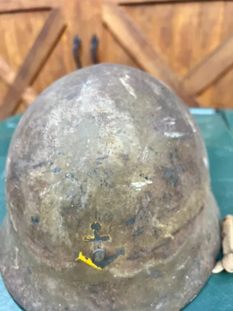 WWII Imperial Japanese Navy  Type 90 Helmet Painted War-Time Issue, Very Rare