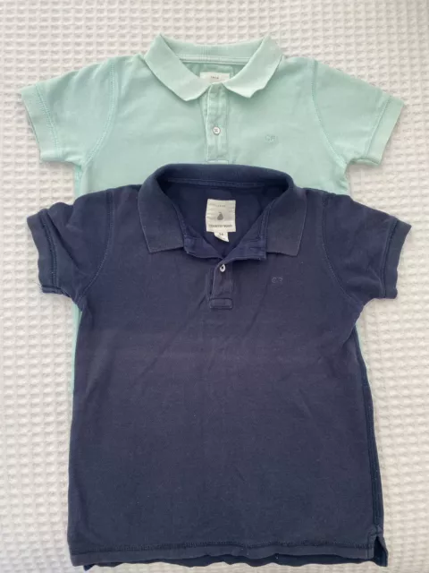 Boys Country Road Polo Shirts Navy Pale Green X 2 Shirts Size 4