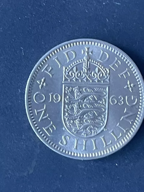 Great Britain One Shilling 1963 Coin Elizabeth II English Shield  Uncirculated