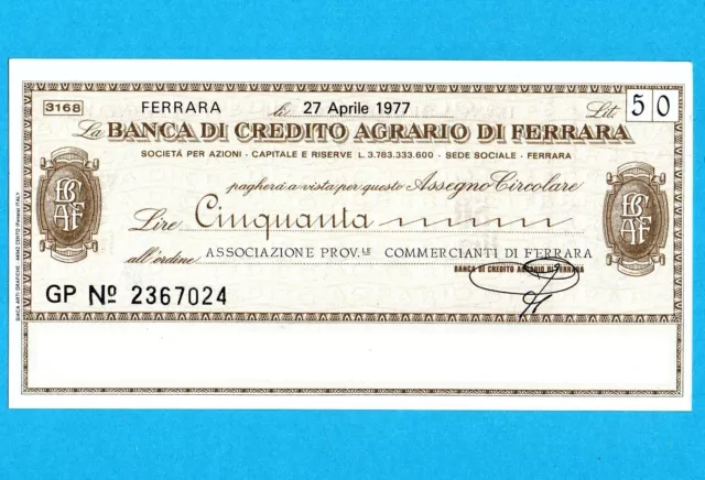 M27-Banca Credito Agrario Ferrara-1977-Lire 50-Ass.commercianti Ferrara-Unc/Fds