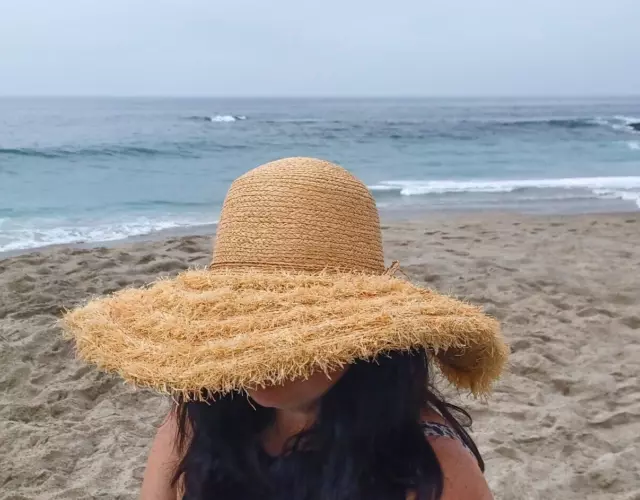 Ralph Lauren Natural Straw Hat Floppy Beach Wide Brim Sun Hat Sz M