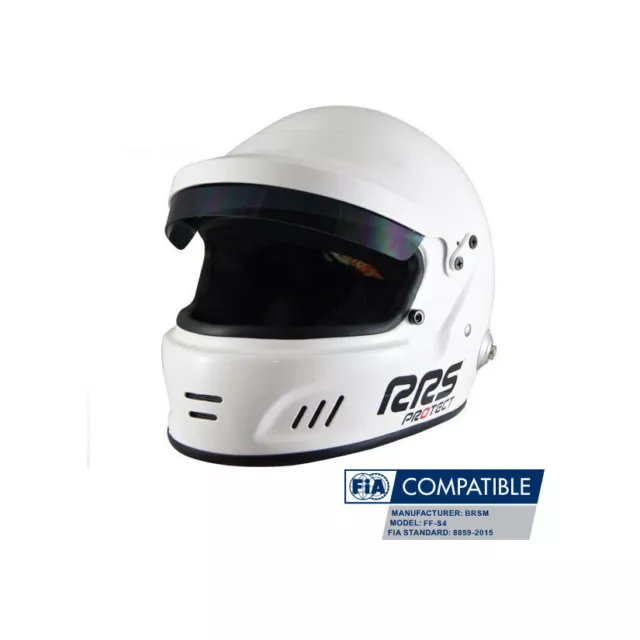 RRS Protect Full Face Rally Helmet FIA 8859-2015 SNELL SA2020 White Large