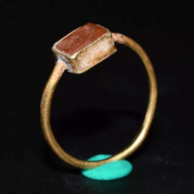 Authentic Ancient Roman Gold Ring with Carnelian Intaglio Ca. 1st-2nd century AD