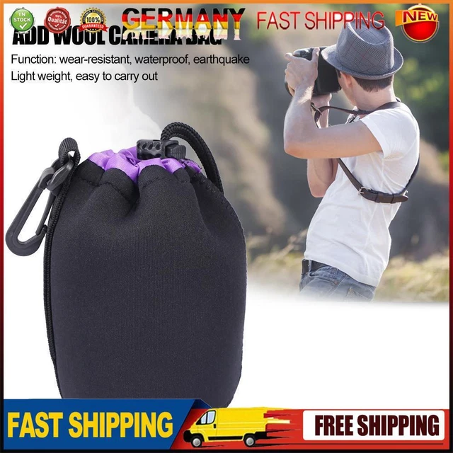 Neoprene Camera Lens Pouch Drawstring Waterproof Shockproof Soft Bag (M)