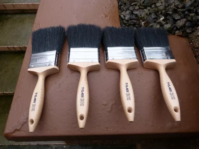 4 Harris Hamilton Perfection 3" Paint Brushes Pure Black Bristle BRITISH MADE