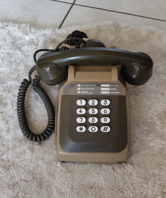 Téléphone vintage SOCOTEL S63 transparent et noir restauré cet converti box internet à cadran - Collection