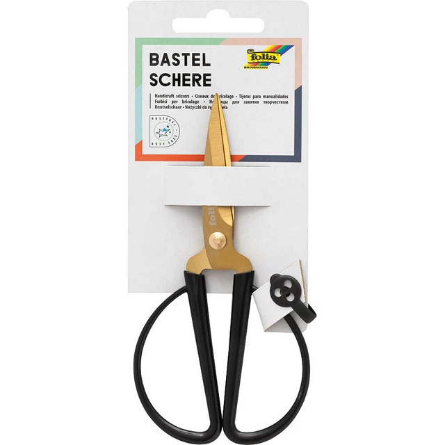 folia Papierschere Bastelschere schwarz/gold 14,5 cm