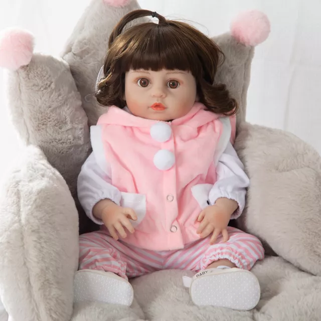 19 inch Reborn Doll Full Vinyl Silicone Body Cute Girl Doll Bath Toy Realistic