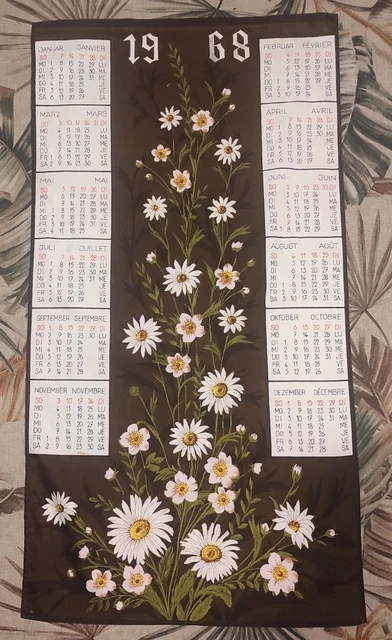 Lot 3 Torchon vintage de cuisine calendrier Anniversaire 1971 coton Sermo