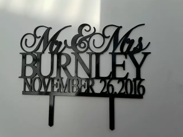 Personalized Wedding Cake Topper Mr & Mrs Surname Custom Made Decoration 7" cake