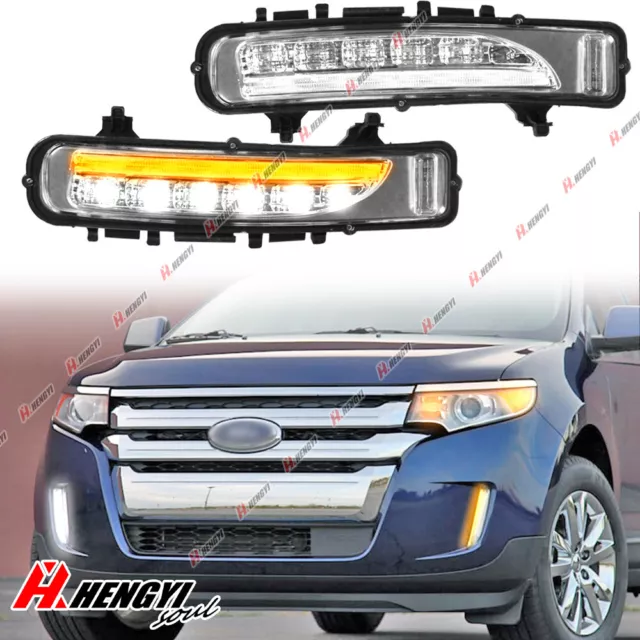 For Ford Edge 2011-2014 Daytime Running Fog Light W/ Turn Signal Lamp LED DRL