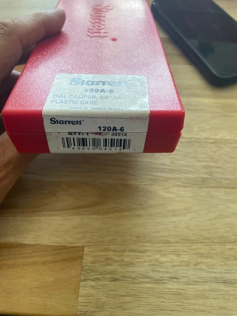 Starrett 120A-6 Dial Caliper, 0-6”, In Plastic Case - White Dial Face