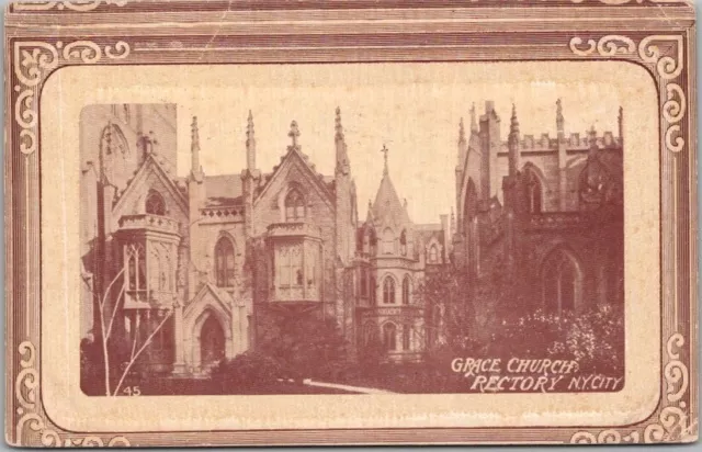 Vintage NEW YORK CITY Postcard "Grace Church Rectory" 1911 Grand Central Cancel