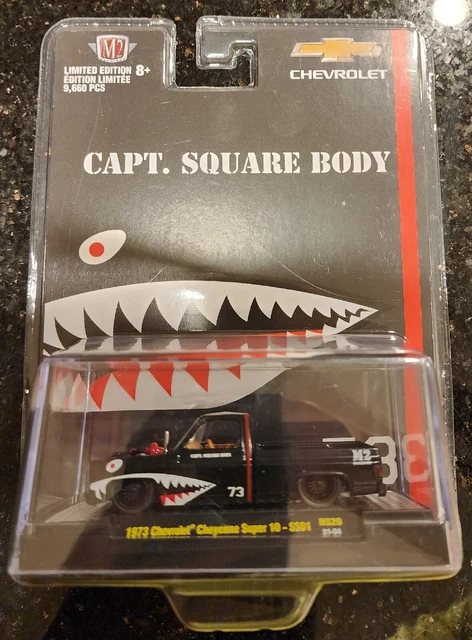 M2 Machines Capt. Square Body 1973 Chevy Cheyenne Super 10 Shark Bomber Black M2 Machines Capt. Square Body 1973 Chevy Cheyenne Super 10 Shark Bomber Black