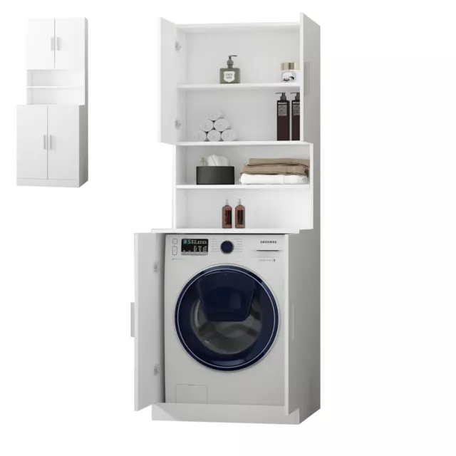 LENA - Mobile per lavatrice in stile moderno - 64x180x30 - 2 ante+4 ripiani