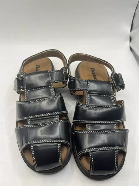 Boys Bata Closed Fisherman Sandal Size 1 Hook And Loop Close Black