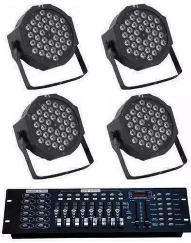 4 Par Led Faro Rgb 36 Led Strobo Wash Programmabile Dmx + Mixer 192