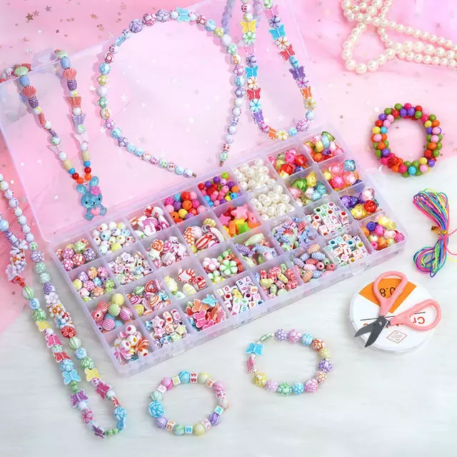 Bricolage Bracelet Faire des perles Set Collier Perles String Kit pour  Enfants Kit de construction Fille Tissage Bracelet Bijoux Faire Jouet  Cadeau
