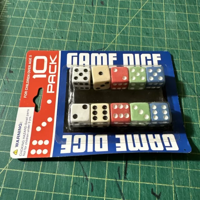 10 pack six sided square white RED green BLUE ivory GAME DICE free shipping NEW 3