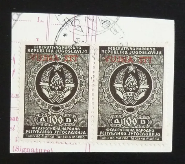 Slovenia c1950 Italy VUJA STT Ovp. Yugoslavia Revenues Used on Fragment! US 17