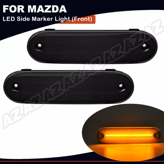 2X LED Side Marker Light Front Lamp Smoked FOR MAZDA MX-5 MIATA 1990-2005 Amber