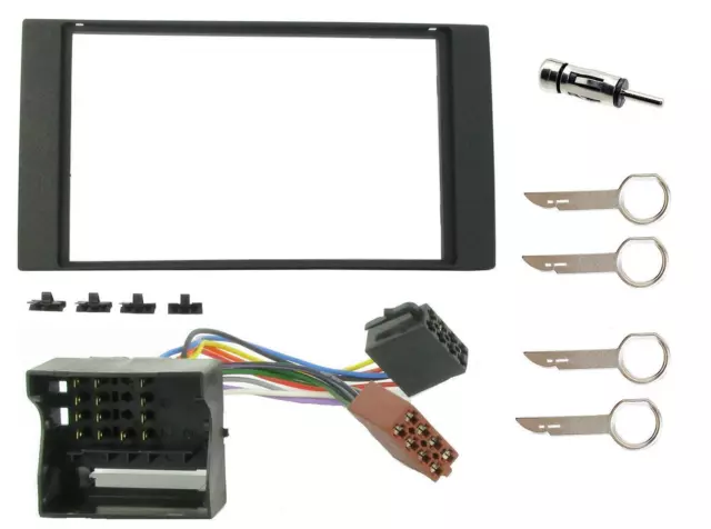 Black Double Din Fascia Facia Full Kit Ct24Fd18 For Ford Focus Mk 2 2004 Onwards