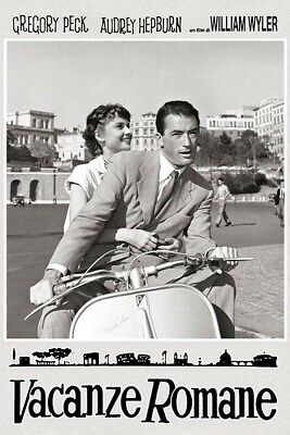 Poster Manifesto Locandina Cinema Film Vintage Vacanze Romane con Audrey Hepburn