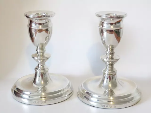 Pair Vintage Elizabeth II Sterling Silver Candlesticks Fully Hallmarked 1974