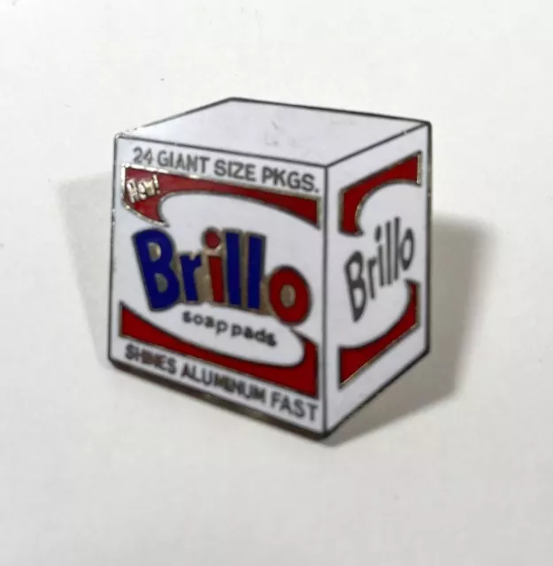 Vintage ACME Studio ANDY WARHOL "Brillo Box" Enamel Brooch Lapel Pin NEW