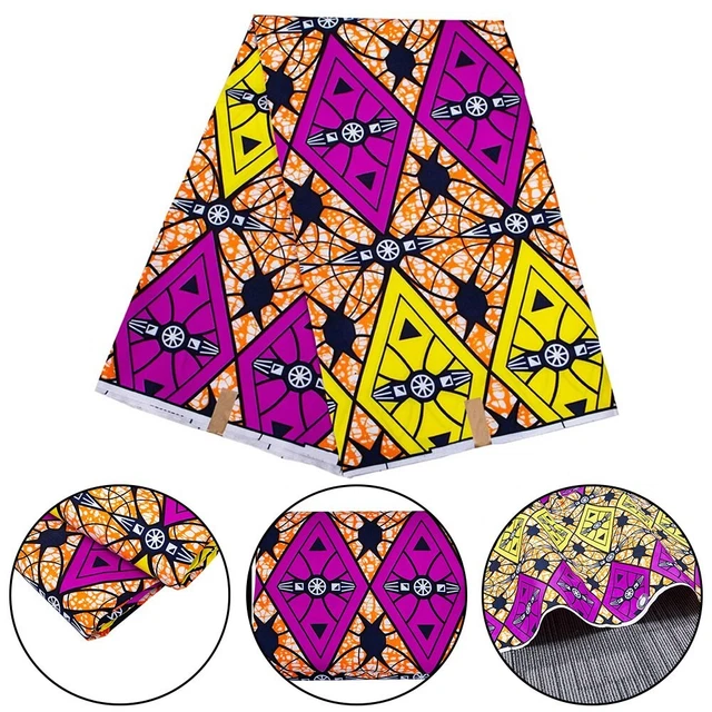 Tissu Wax Africain Imprimé - 100% Coton - Pièce De 5,7 M (6 Yards) - Motifs Vibrants Ghana/Nigeria