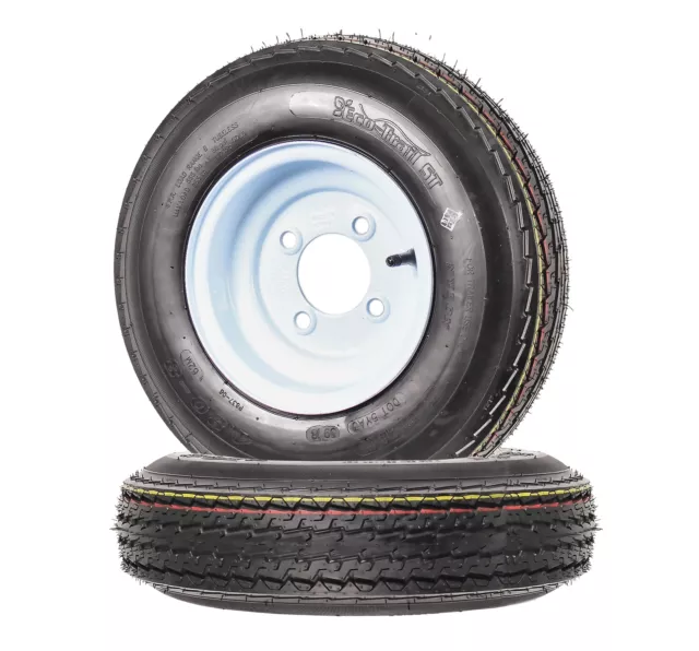 Two Trailer Tires On Rims 4.80-8 480-8 4.80 X 8 8 in. B 4 Lug Bolt Wheel White
