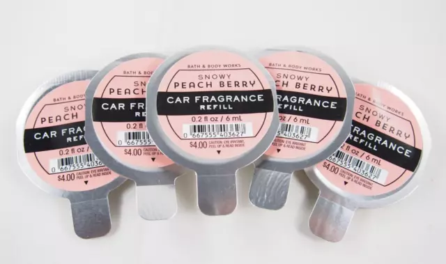 (5) Bath & Body Works Snowy Peach Berry Scentportable Fragrance Refill New 0.2oz