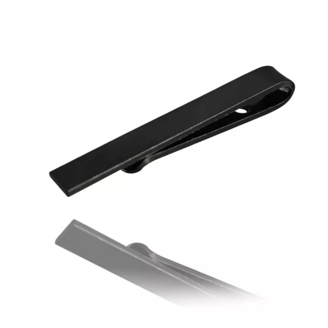 Da Uomo Skinny 4CM Slide Su Fermacravatta Acciaio Inox Nero Chiusura Slim Spilla