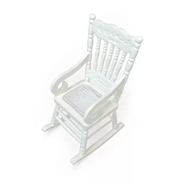 Dollhouse Wooden Rocking Chair 1:12 Miniature Furniture Room Decor White