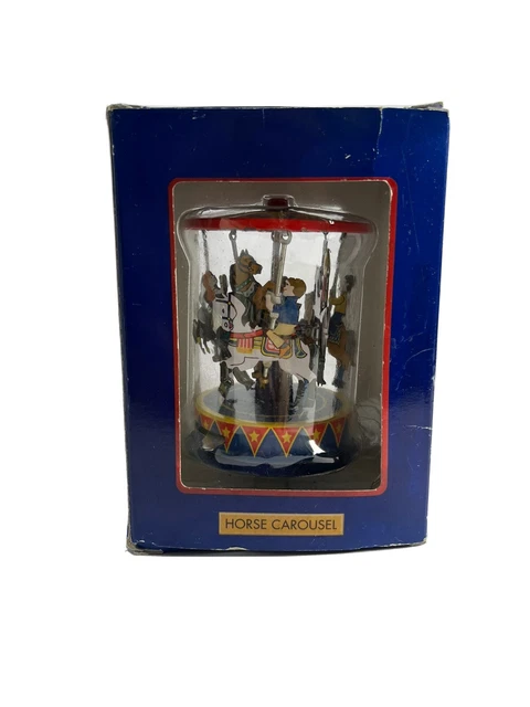 Schylling Collector Series Tin Toy Horse Carousel With Box Thumb Pull & Spin