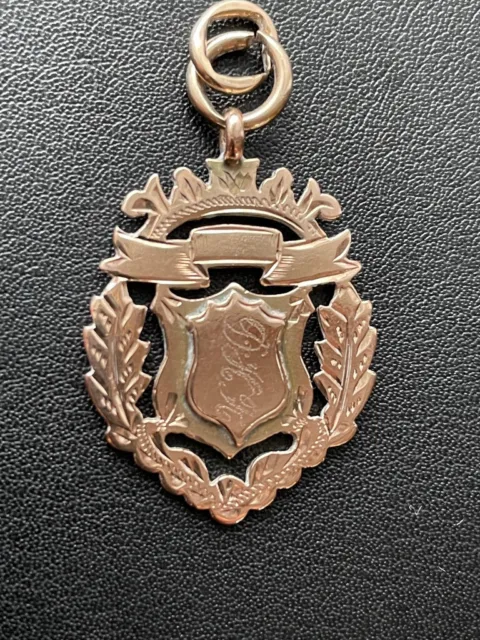 Antique 9Ct Rose Gold Fob / Pendant / Medal c 1919 Antique 9Ct Rose Gold Fob