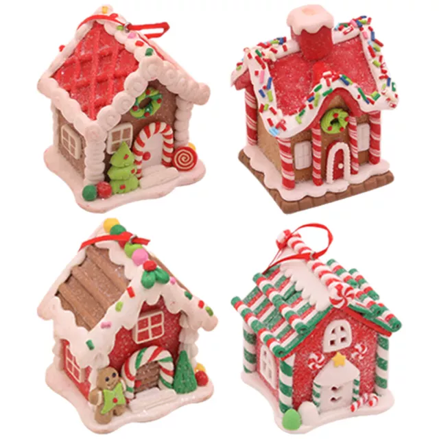 Gingerbread House Tree Ornaments x4 - Xmas Decoration-GG