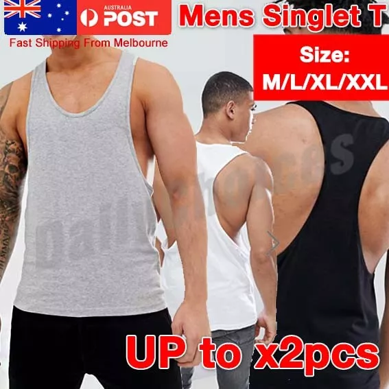 Men's Tank Top Muscle T-Shirt Gym Bodybuilding Fitness Stringer Sports Singlets