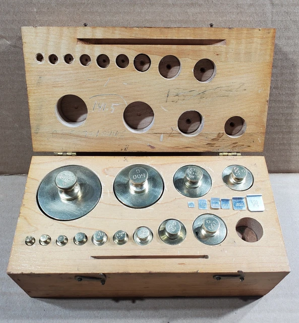 Antique Vintage Brass  Weights/Box Arthur H. Thomas Scale Weights Philadelphia