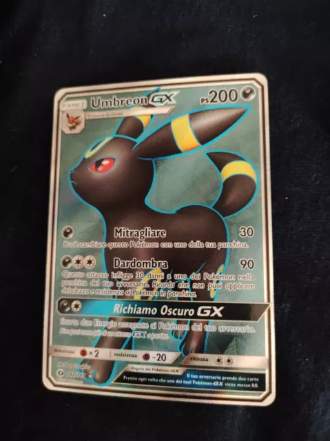 Carta Pokemon Rara Reverse Holo UMBREON GX 142/149 Set Sole e Luna Italiano