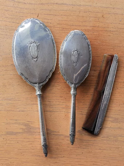 Saart Brothers Sterling 3 Piece Dresser Vanity Set Monogram "R"