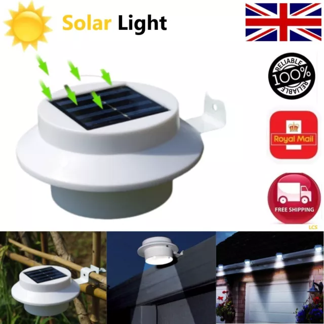 LED Solar Power Garden Solar Light Gutter  Wall Outdoor Lighting With Bracket UK