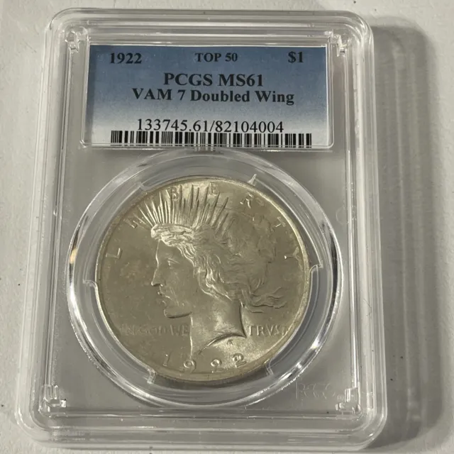 1922 Peace Dollar Vam 7 Doubled Wing