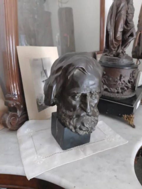 Antica Statua Scultura Mezzo Busto Di Giuseppe Verdi, Mastroianni Bronzo Vintage