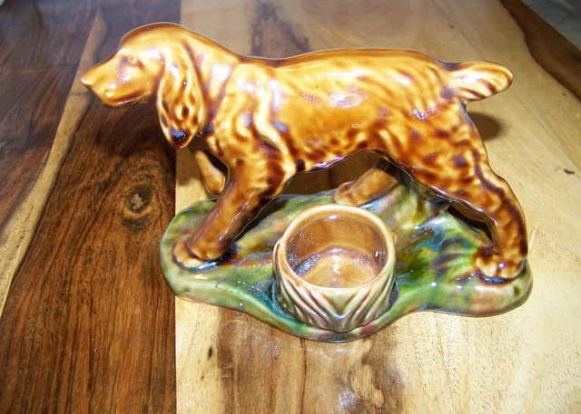Statue en céramique chien Setter ou épagneul chasse Art Déco