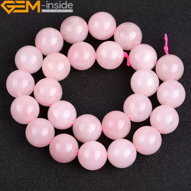 Pink Rose Quartz Natural Round Gemstone Loose Beads For Jewelry Making 15'' US