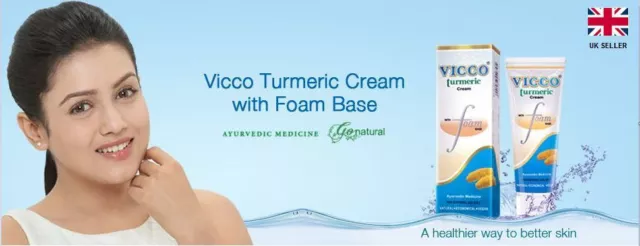 VICCO Turmeric Cream Foam Base Oily Skin Pimples Blackheads Ayurvedic Infections