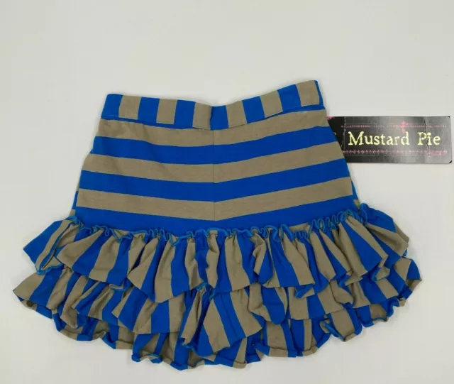 Mustard Pie NWT Girls Sizes 4T & 5 Ava Blue & Gray Striped Ruffle Shorts