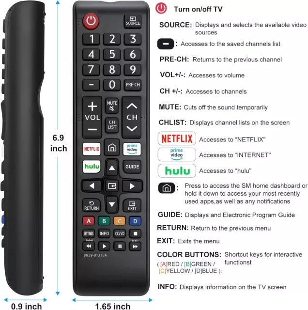 2P Universal Remote for All Samsung TV Remote-Samsung Smart TV, LED,LCD,HDTV, 3D 2